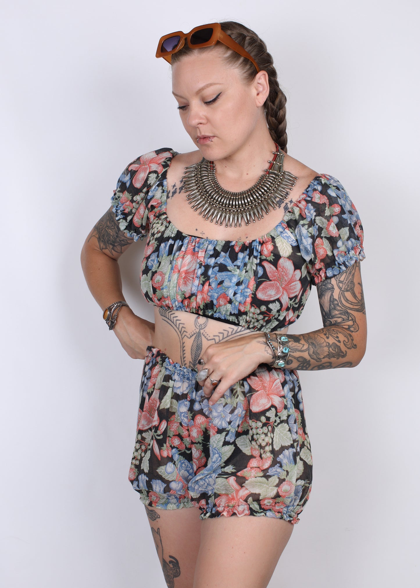 S/M - Dark Floral Vintage Bloomer Short