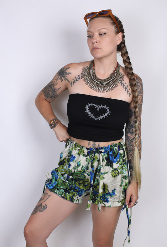 Blue-Green Floral Bloomer Shorts