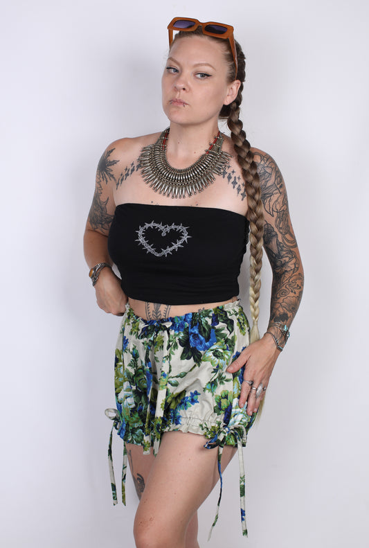 Blue-Green Floral Bloomer Shorts