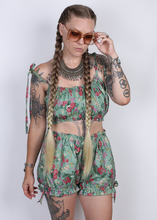 M - Minty Floral Bloomer Shorts