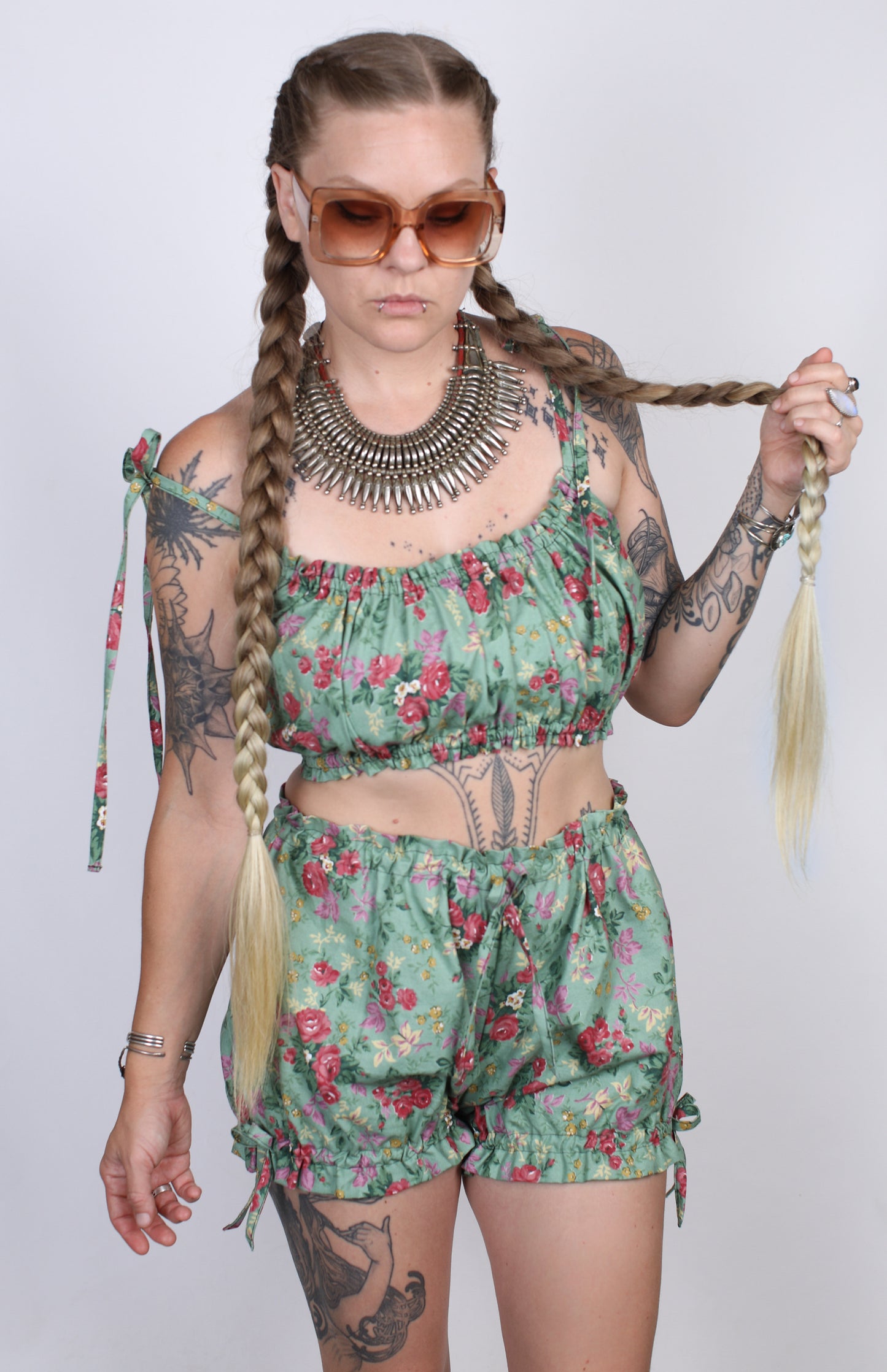 M - Minty Floral Bloomer Shorts