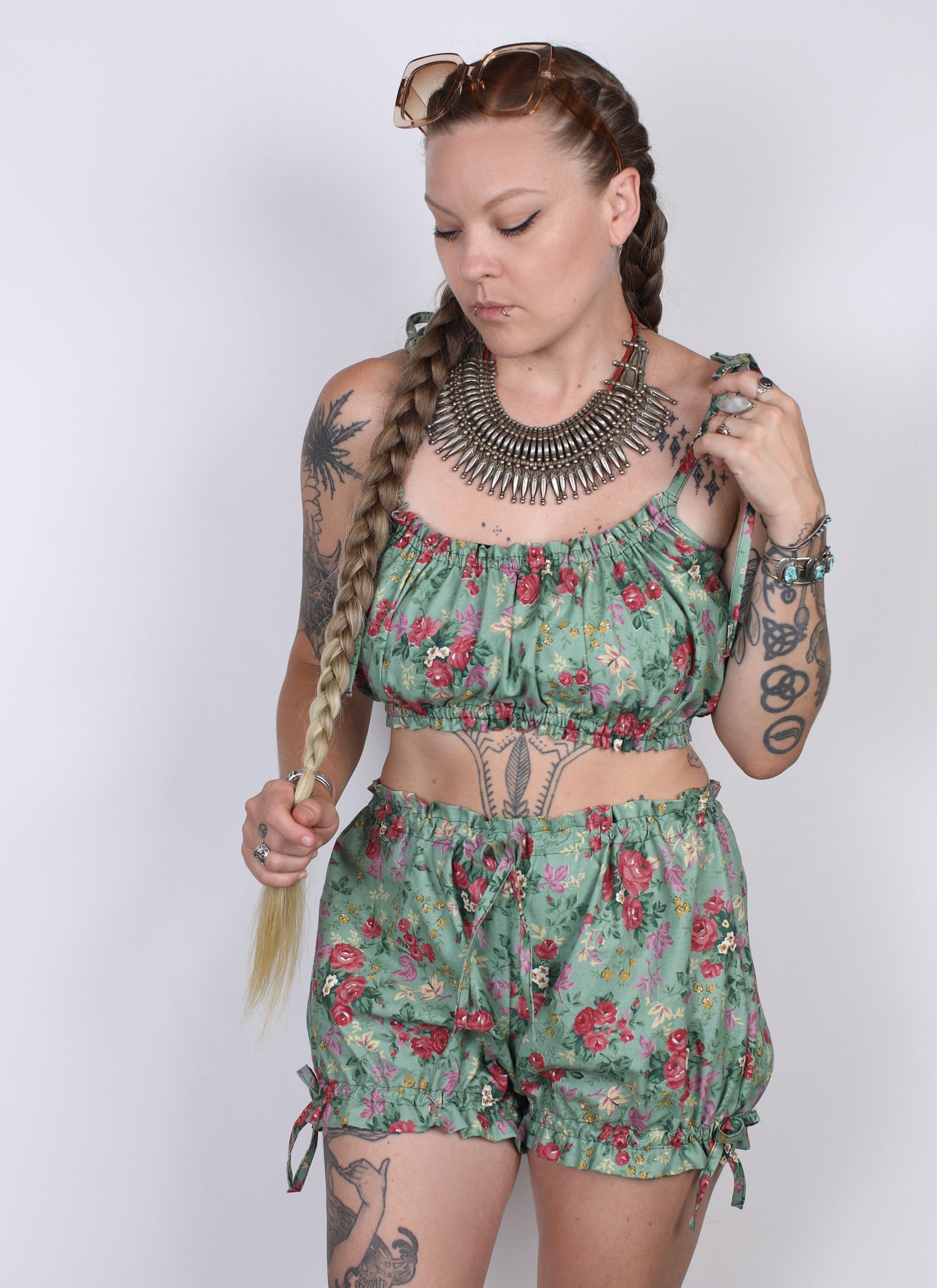 M - Minty Floral Bloomer Shorts
