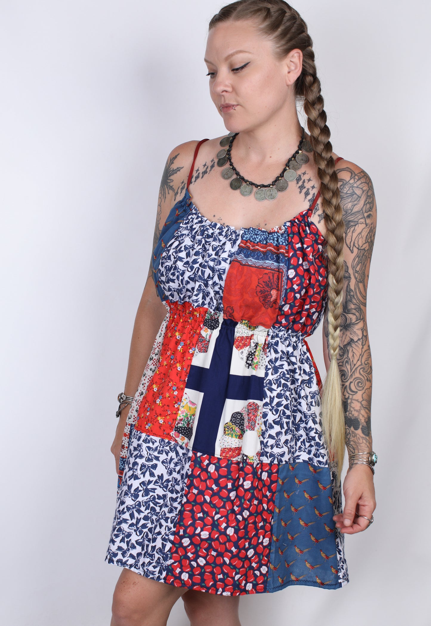 M - Reds and Blues Babydoll Dress