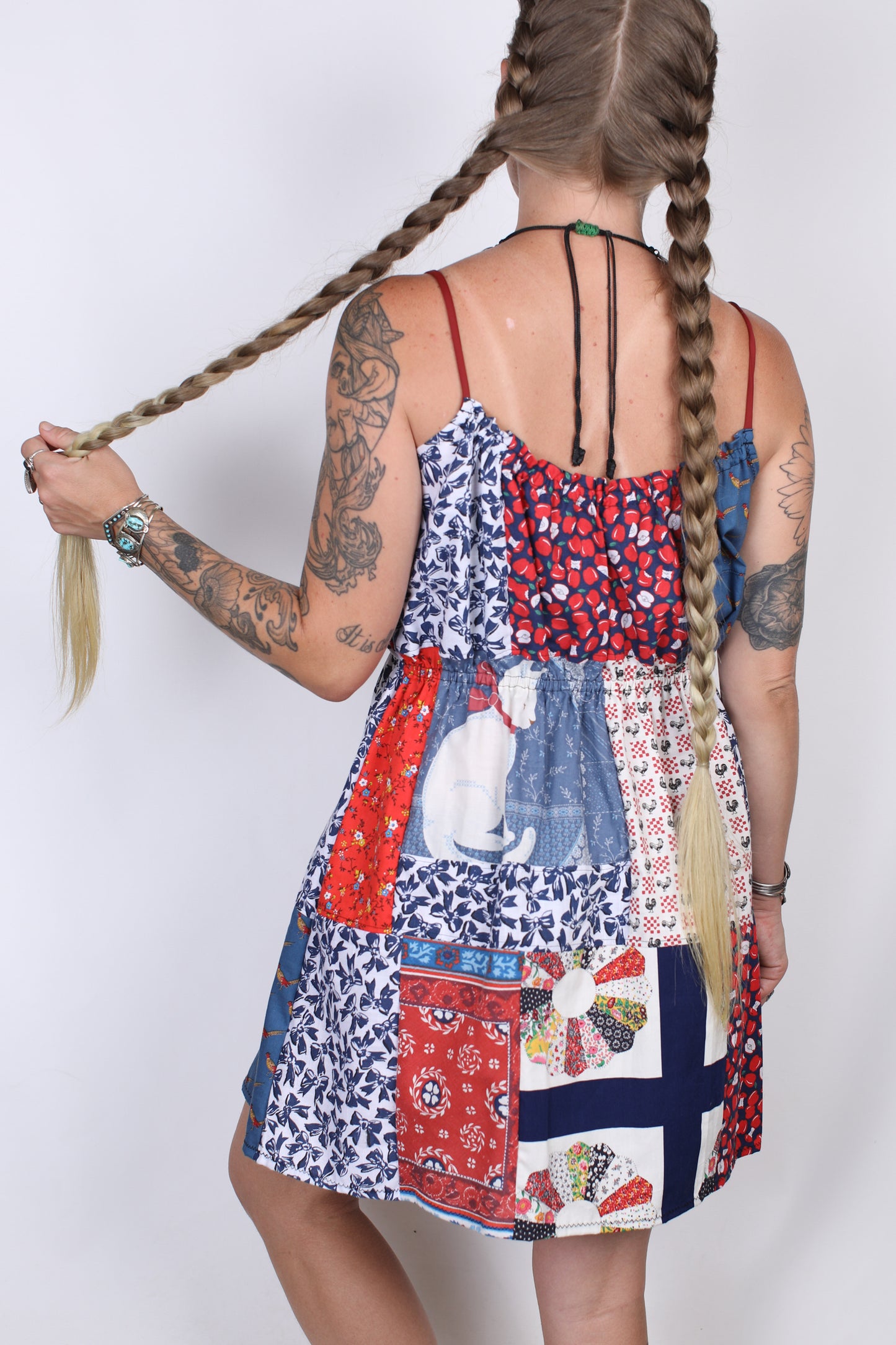 M - Reds and Blues Babydoll Dress