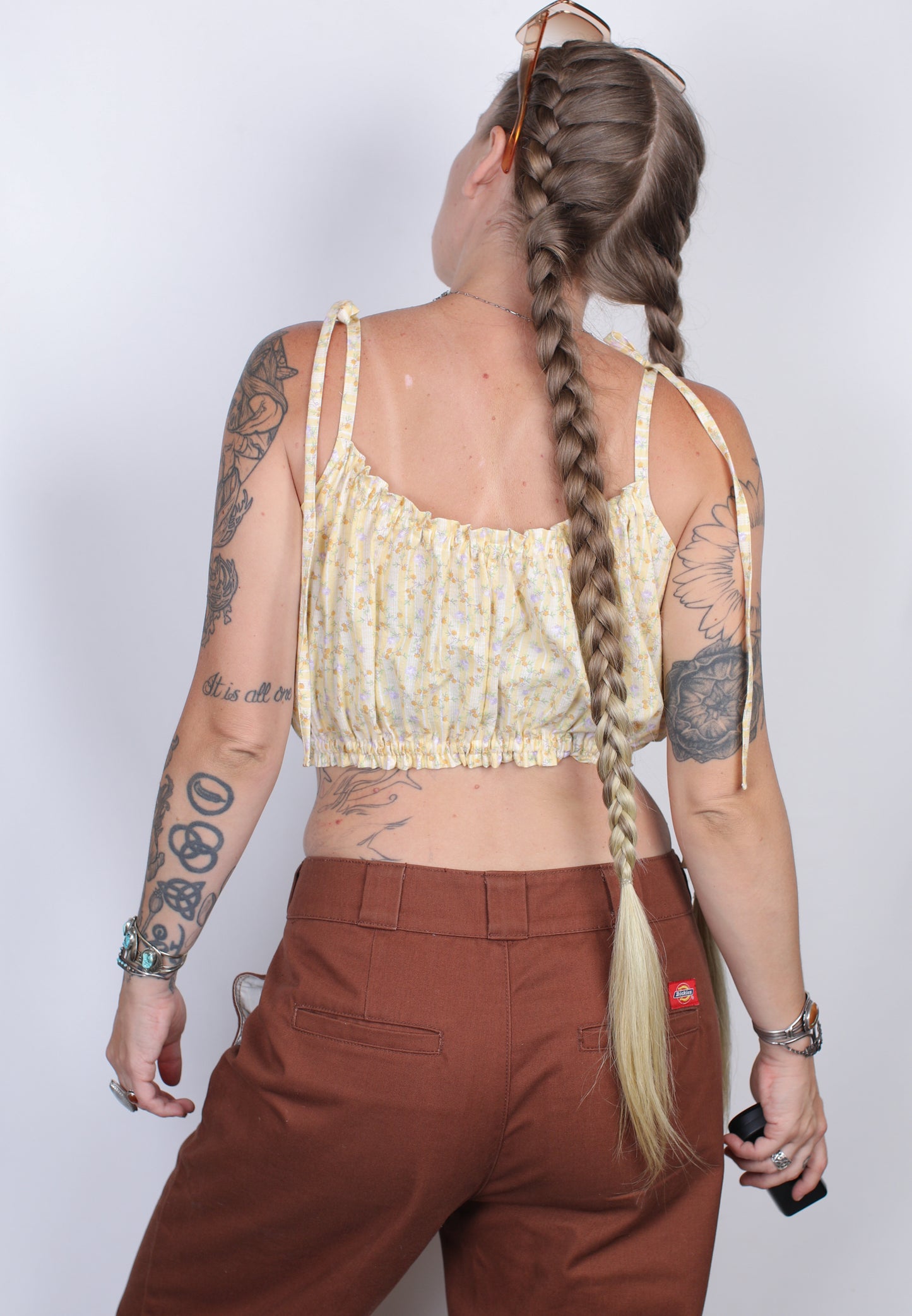 M/L - Yellow Floral Ruffle Top