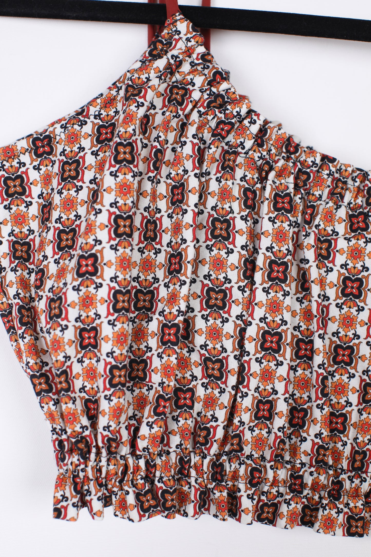 Retro Print Ruffle Top